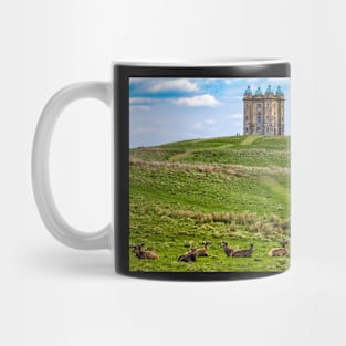 Deer in front of the hunting lodge at Lyme Park National trust in the UK Mug